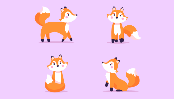可爱的狐狸矢量素材(AI/EPS/PNG)