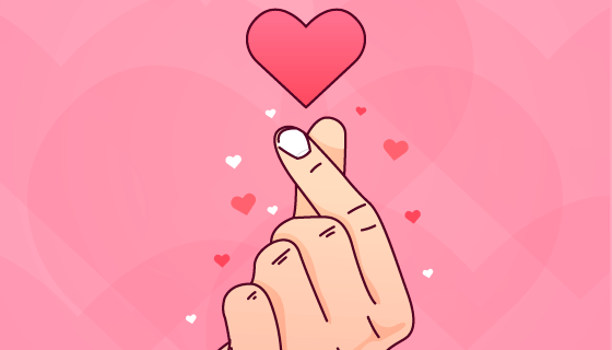 手绘风格比心矢量素材(AI/EPS)