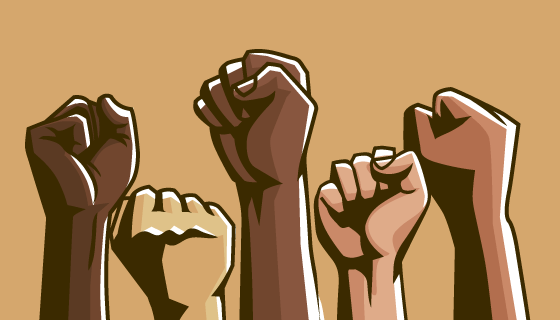 多种族举起拳头团结在一起矢量素材(AI/EPS/PNG)