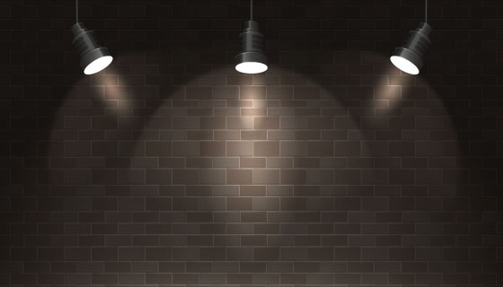 逼真的聚光灯和墙壁矢量素材(AI/EPS)