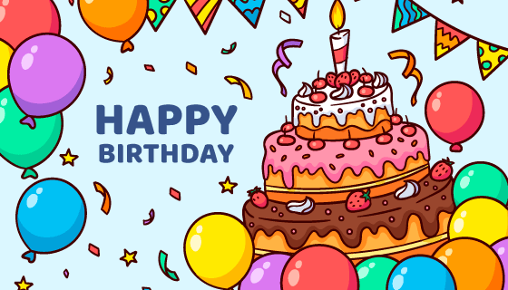 手绘生日快乐背景矢量素材(AI/EPS)