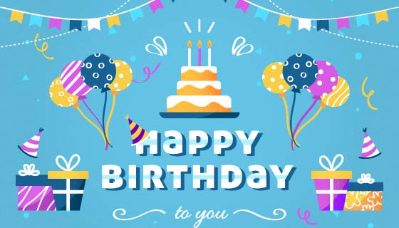 扁平风格生日快乐背景矢量素材(AI/EPS)