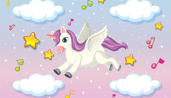 天空中飞翔的小飞马矢量素材(EPS)