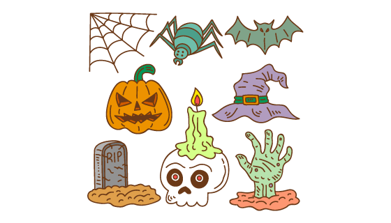 手绘风格万圣节元素矢量素材(AI/EPS/PNG)