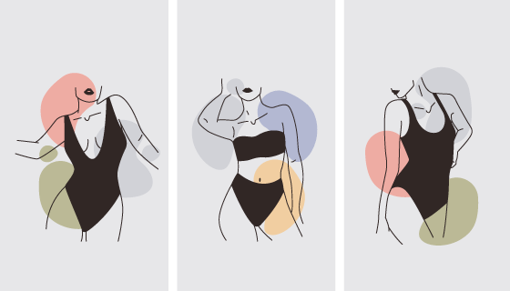 女性优雅的曲线轮廓矢量素材(AI/EPS)