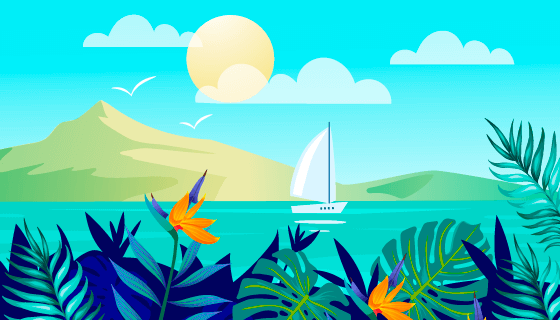 清新的夏天景色矢量素材(AI/EPS)