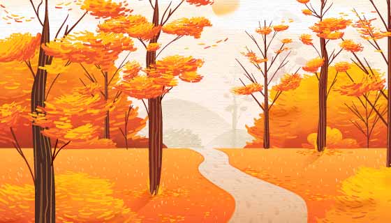 金黄色的秋天背景矢量素材(AI/EPS)