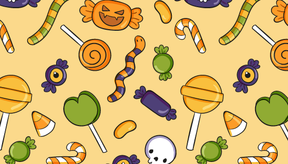 手绘风格万圣节糖果矢量素材(AI/EPS)