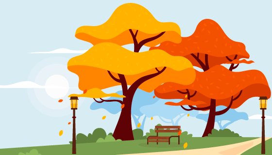 秋天的小径景色矢量素材(AI/EPS)