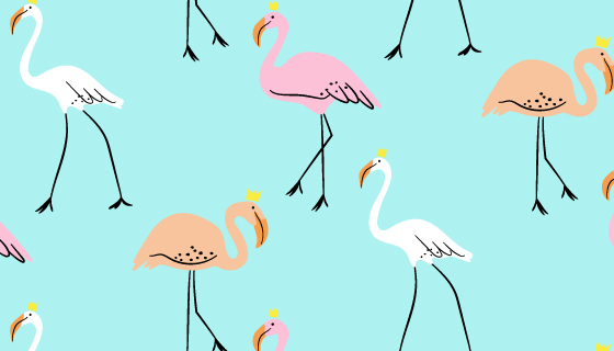 手绘风格火烈鸟矢量素材(AI/EPS)