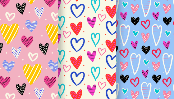 手绘爱心图案背景矢量素材(AI/EPS)