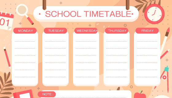 扁平设计课程表矢量素材(AI/EPS)
