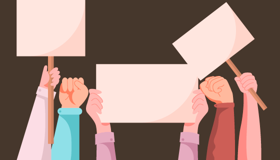 扁平风格手持标语牌矢量素材(AI/EPS)