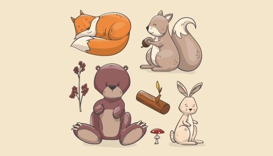 秋天里的动物矢量素材(AI/EPS/PNG)