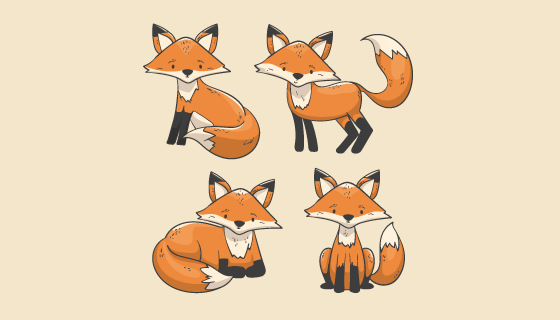 手绘风格的狐狸矢量素材(AI/EPS/PNG)