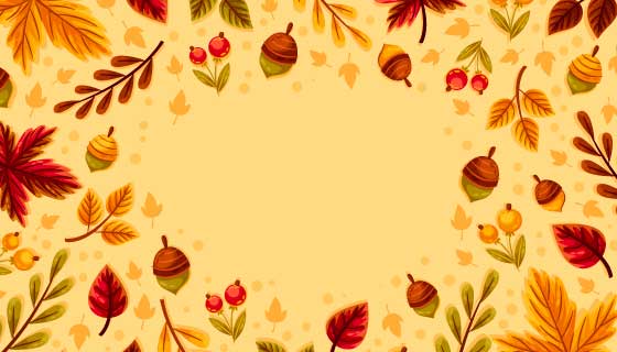 多彩的秋叶和果实秋天背景矢量素材(AI/EPS)