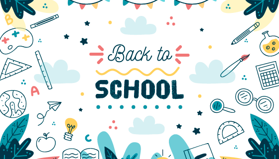 手绘学习工具设计开学返校矢量素材(AI/EPS)