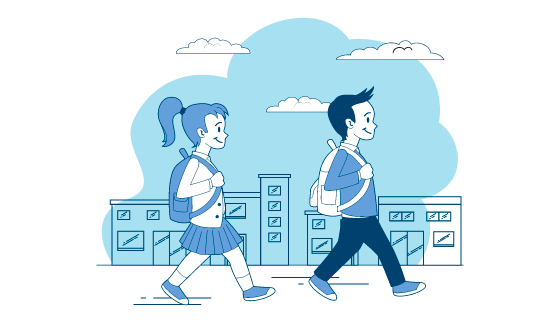 去上学的学生们矢量素材(AI/EPS)