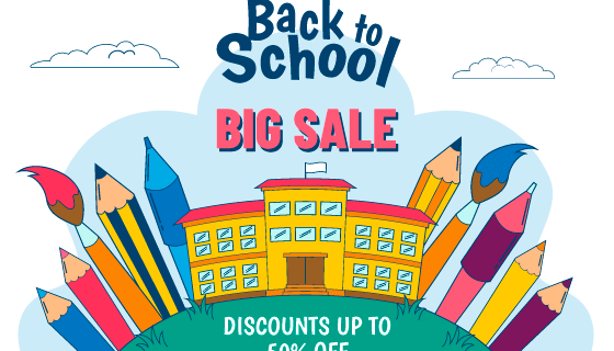 各种笔具设计开学促销矢量素材(AI/EPS)