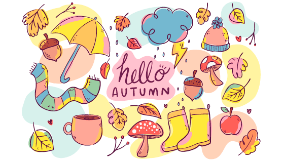 手绘风格秋天元素矢量素材(AI/EPS)