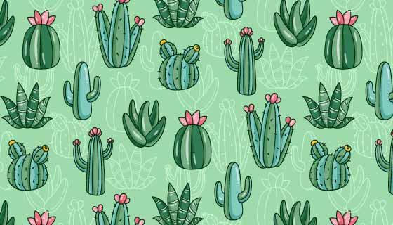 仙人掌图案背景矢量素材(AI/EPS)