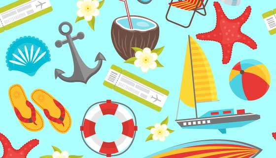 夏季旅行元素矢量素材(EPS)