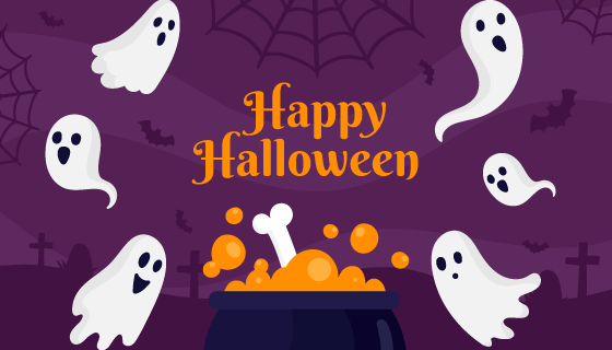 可爱的幽灵万圣节背景矢量素材(AI/EPS)