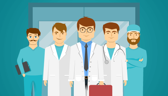 主治医生和他的医疗团队矢量素材(EPS)