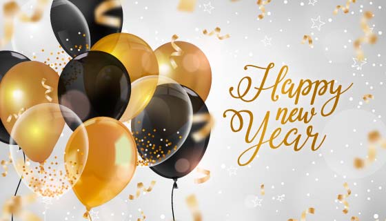 逼真的气球新年快乐背景矢量素材(AI/EPS)