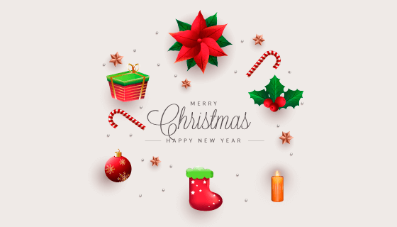 逼真的圣诞节元素矢量素材(AI/EPS)