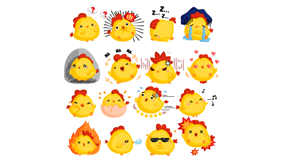 可爱的黄色小鸡表情矢量素材(EPS/PNG)