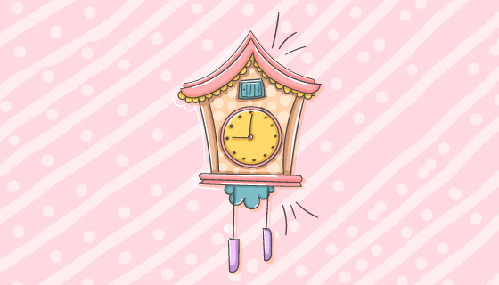 手绘可爱墙壁闹钟矢量素材(AI/EPS)