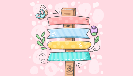 卡通风格可爱的指示牌矢量素材(AI/EPS)