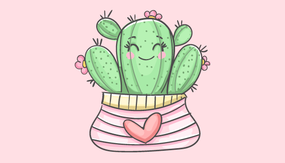 卡通风格可爱的仙人掌矢量素材(AI/EPS)