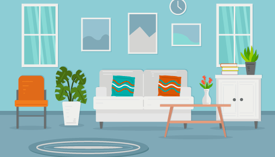 现代风格的客厅矢量素材(AI/EPS)