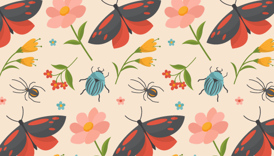 花卉和昆虫图案背景矢量素材(AI/EPS)