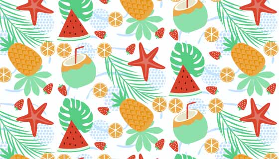 水果图案夏天背景矢量素材(AI/EPS)