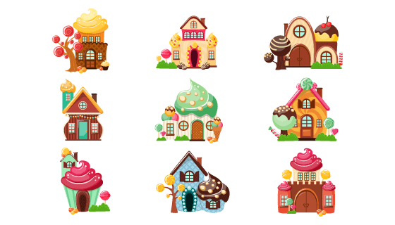 9个漂亮的糖果屋矢量素材(EPS/PNG)