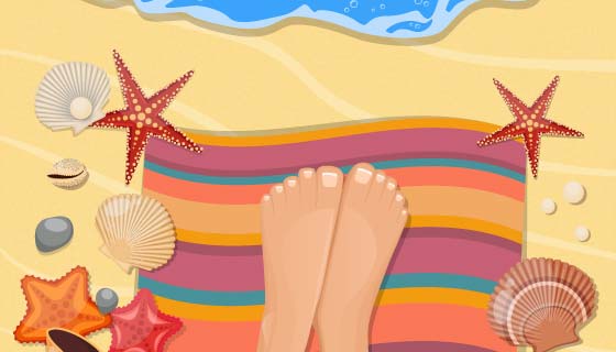 海滩上休闲的腿矢量素材(EPS)