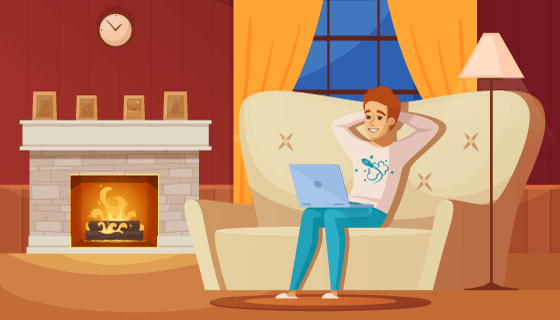 在家办公的自由职业者矢量素材(EPS)