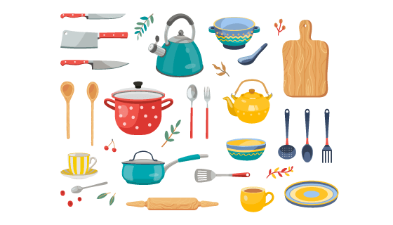 各种各样的厨房用具矢量素材(EPS/PNG)