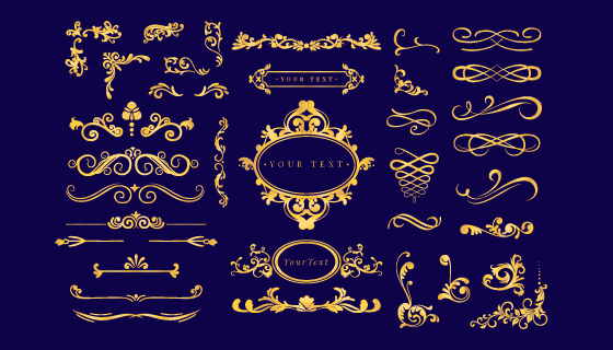 各种各样的金色装饰矢量素材(AI/EPS/PNG)