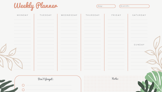 简单的每周计划表矢量素材(AI/EPS)