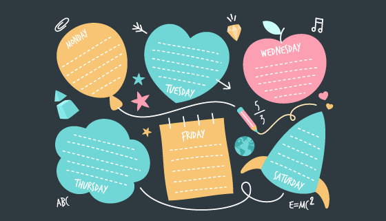 不同形状设计的课程表矢量素材(AI/EPS)