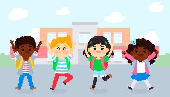 开心返校的学生们矢量素材(AI/EPS)