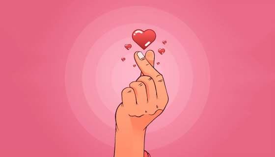 扁平风格手指比心矢量素材(AI/EPS)