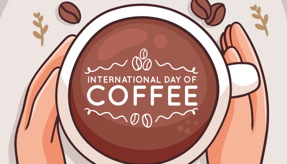 手绘风格手捧咖啡杯矢量素材(AI/EPS)