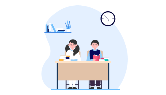 正在上课的学生插画矢量素材(EPS)