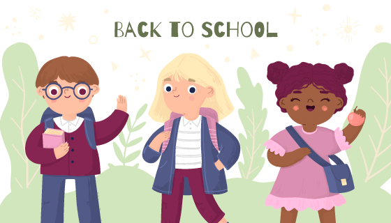 去上学的学生们矢量素材(AI/EPS)