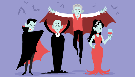 四位吸血鬼人物矢量素材(AI/EPS)